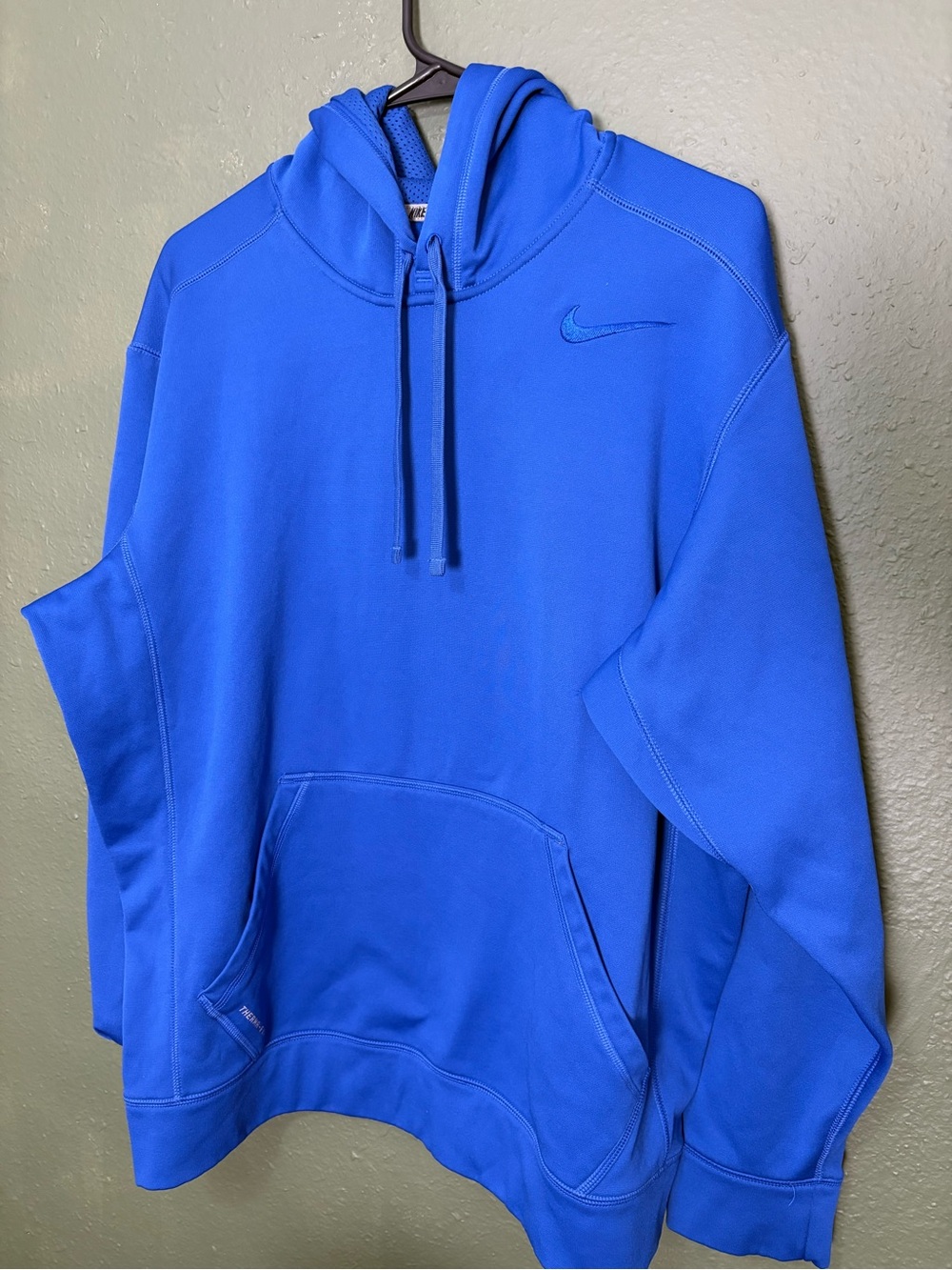 Nike Therma-FIT Blue Fleece Pullover Hoodie Logo Men's large Pockets 465784-407